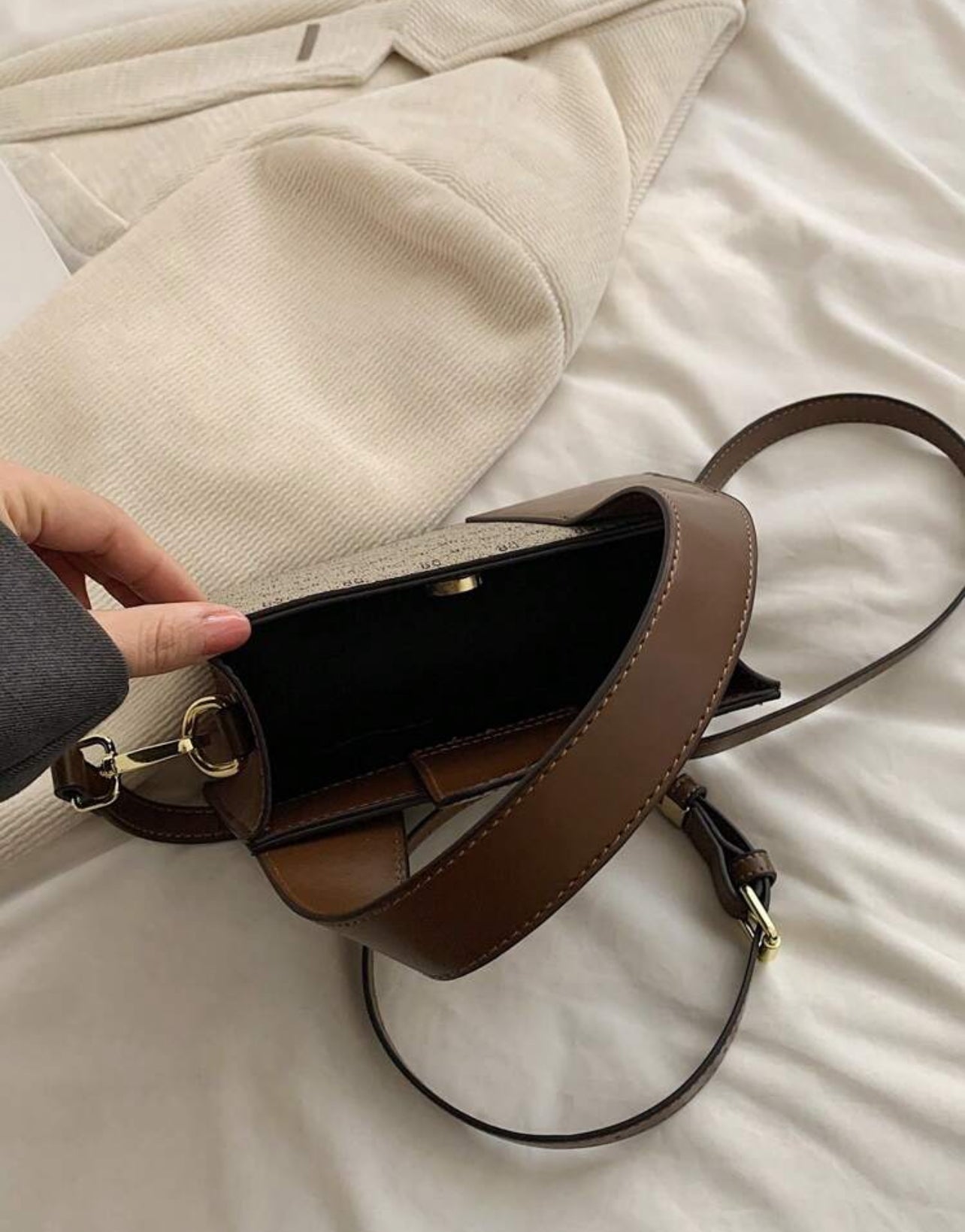 sac marron imprimé façon  gucci