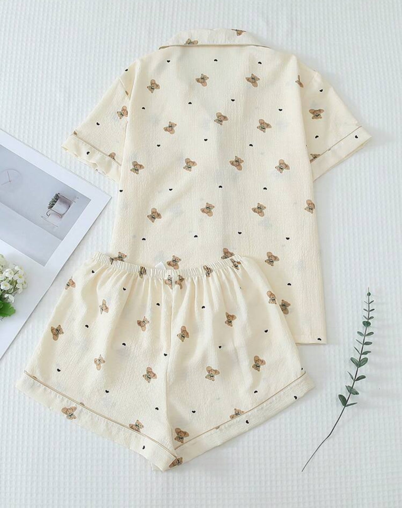 pijama beige imprimé ours