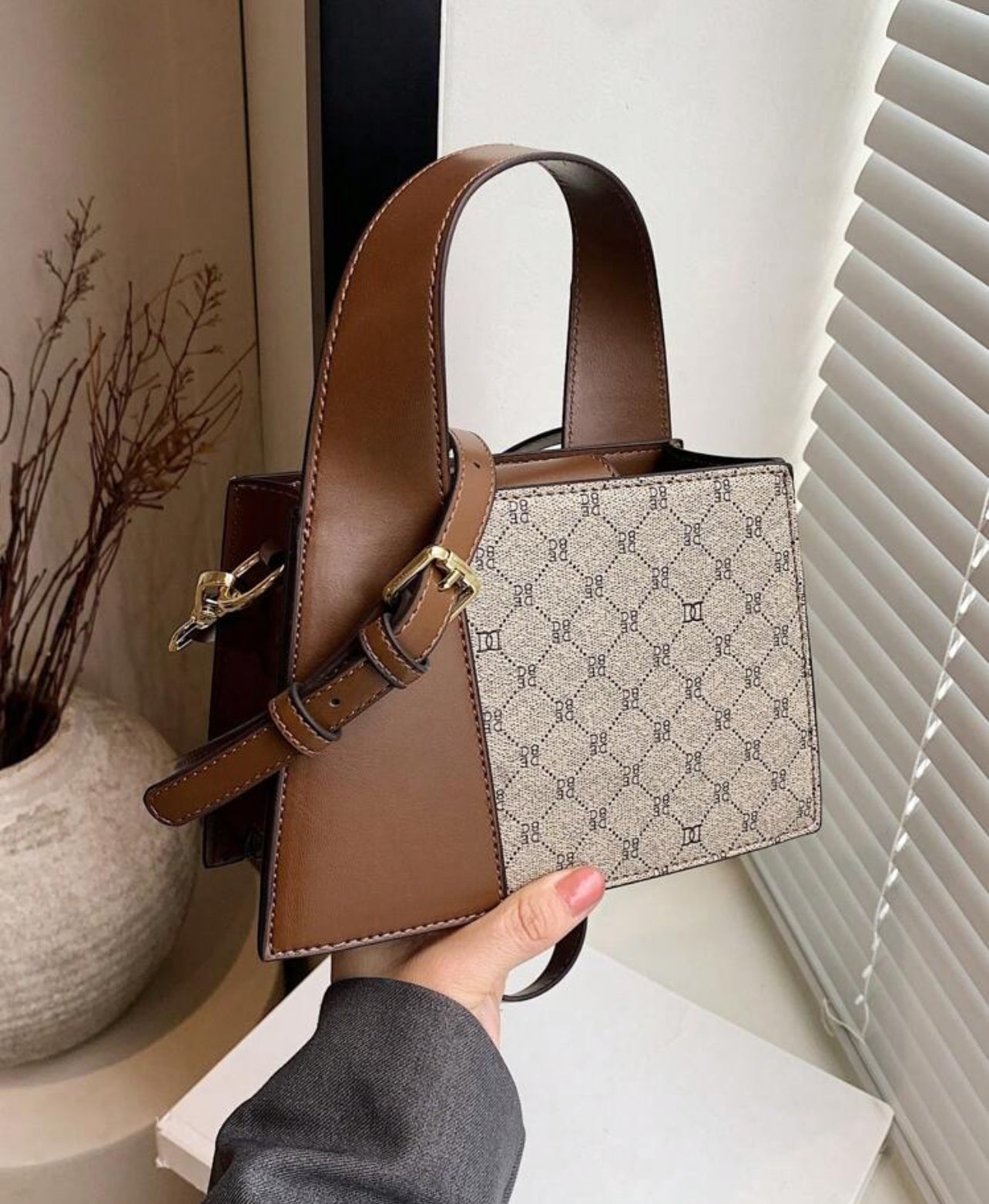 sac marron imprimé façon  gucci