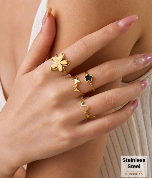 4 pieces bagues acier inoxydable