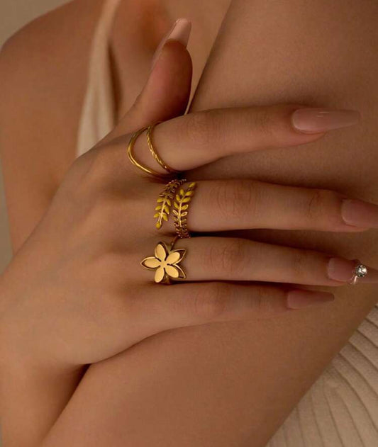 lot de 3 bagues en acier inoxydable